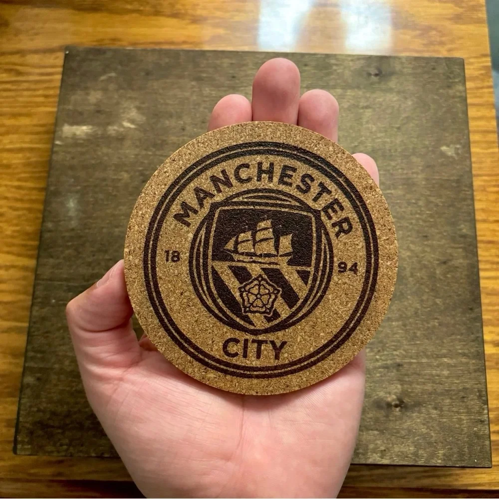 Manchester City Logo Laser Engraved Cork Coaster